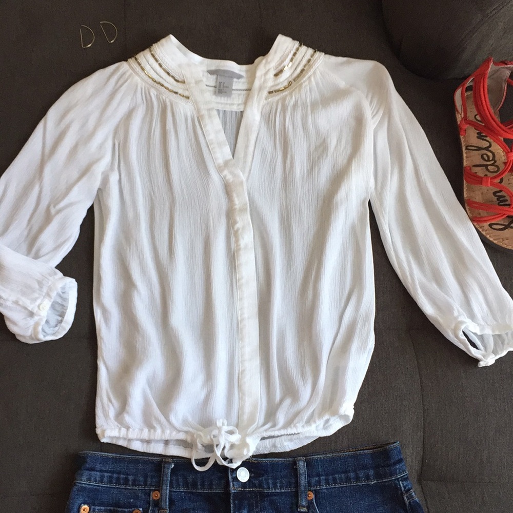 White blouse - H&M with gold embellishment